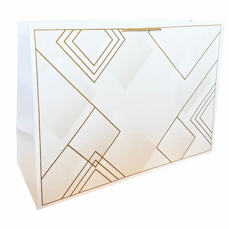 Pungi cadou XXL - Pungi cadou  Model Geometric Auriu XXL  - SET 10 buc
