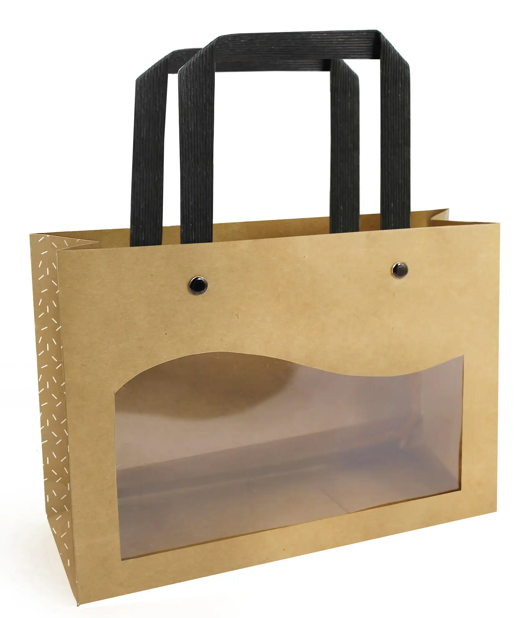 Pungi din hârtie  Kraft - Punga natur cu fereastra transparenta 150x200x75mm