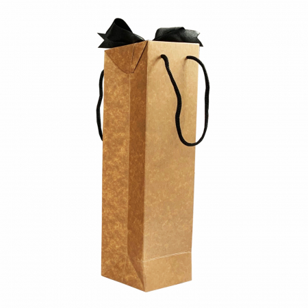 Boxbag - SET 10 Boxbag pungi cadou kraft natur pentru 1 sticla vin (35x10x9 cm)