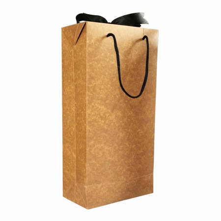 Boxbag - SET 10 Boxbag pungi cadou kraft natur pentru 2 sticle vin (35x18x9 cm)