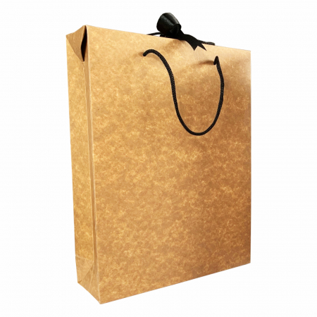 Boxbag - SET 10 Boxbag pungi cadou kraft natur pentru 3 sticle vin (35x25x9 cm)