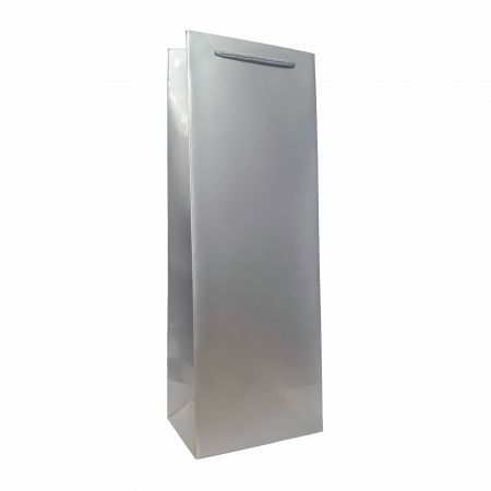 Pungi cadou argintii - Punga de cadou din hartie pentru sticla argintie