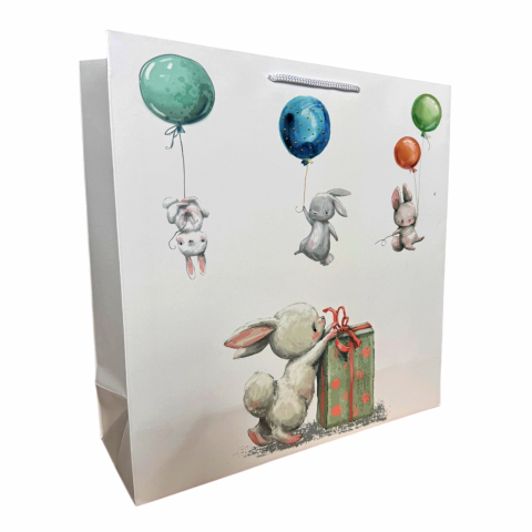 Pungi cadou cu model IARNA - Punga de cadou cu iepurasi XXL