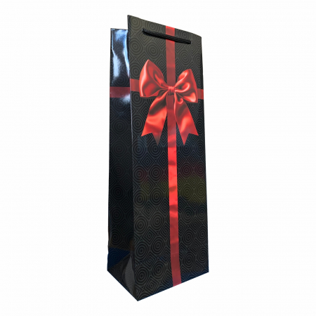 Pungi cadou cu model IARNA - Punga de cadou pentru sticla model funda rosie