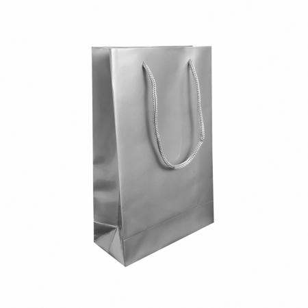 Pungi cadou MEDII - Punga cadou de hartie uni medie argintie