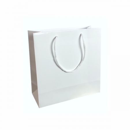 Punga cadou de hartie uni patrata alba [4]