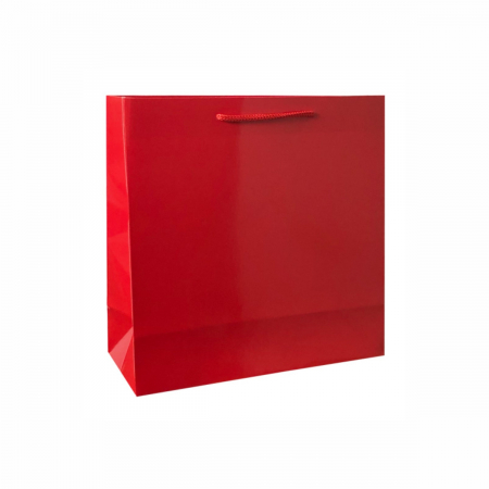 Pungi cadou PATRATE - Punga cadou de hartie uni patrata rosie