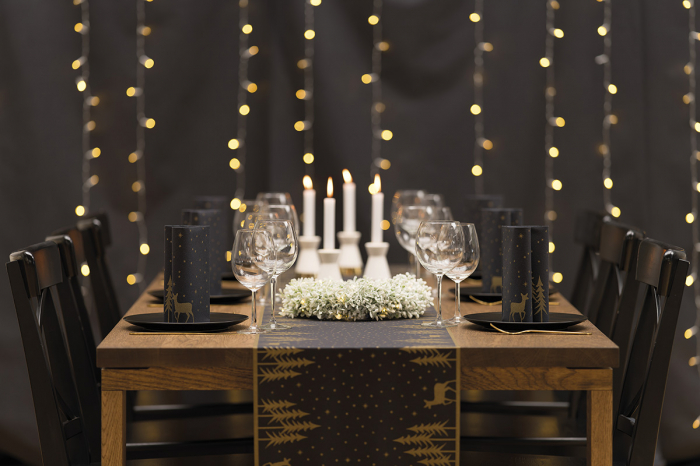 Szalvéták asztali ünnepi Linclass - Liane (Fekete-Arany) / 40 x 40 cm / 50 db [2]