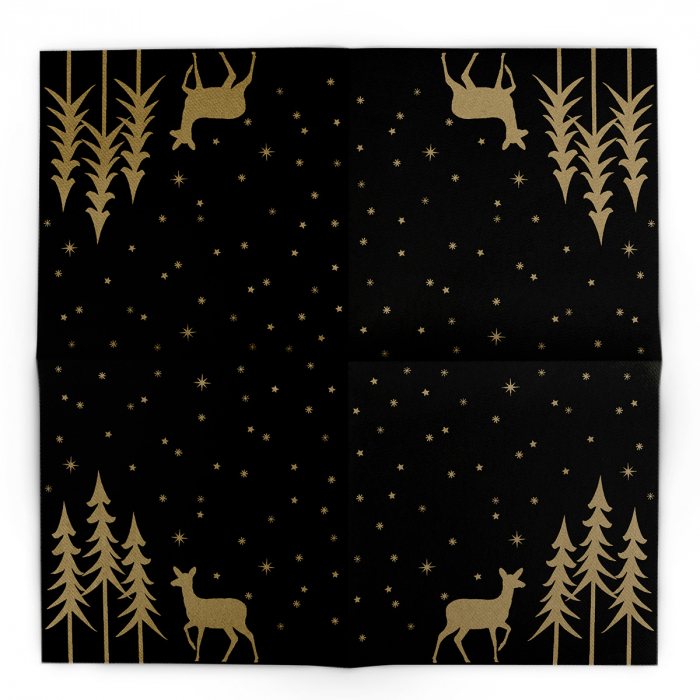 Szalvéták asztali ünnepi Linclass - Liane (Fekete-Arany) / 40 x 40 cm / 50 db [6]