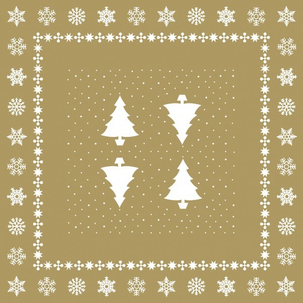 Asztalterítő, Linclass - Fehér Tree (Arany) / 80 x 80 cm / 1 db [2]