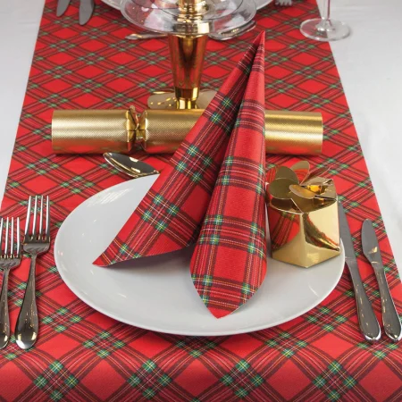 Szalvéták asztali ünnepi Linclass pentru Craciun/Revelion - Charles (carouri piros-zöld) / 40 x 40 cm / 50 db [2]