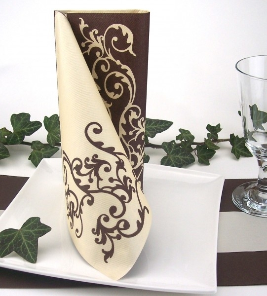 Ünnepi asztali szalvéták Linclass – Pomp (krém-mokka) / 40 × 40 cm / 50 db [9]