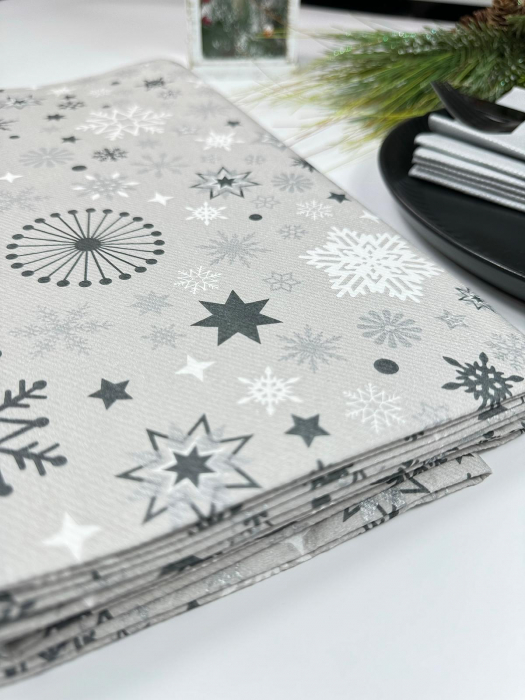 Eldobható dekorabrosz, Airlaid – Linclass Snowflakes (téli minta) / 140 × 220 cm / 1 db   [2]