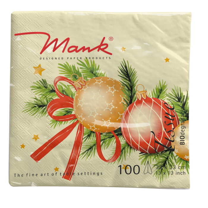 Karacsonyi 3 retegu tissue szalvetak - Kerstin champagner / pezsgoszin / 33 × 33 cm / 100 db [2]