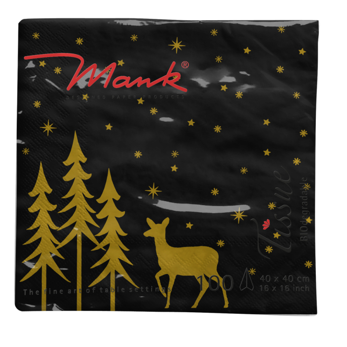 Karacsonyi 3 retegu tissue szalvetak - Liane schwarz / fekete / 40 × 40 cm / 100 db [2]