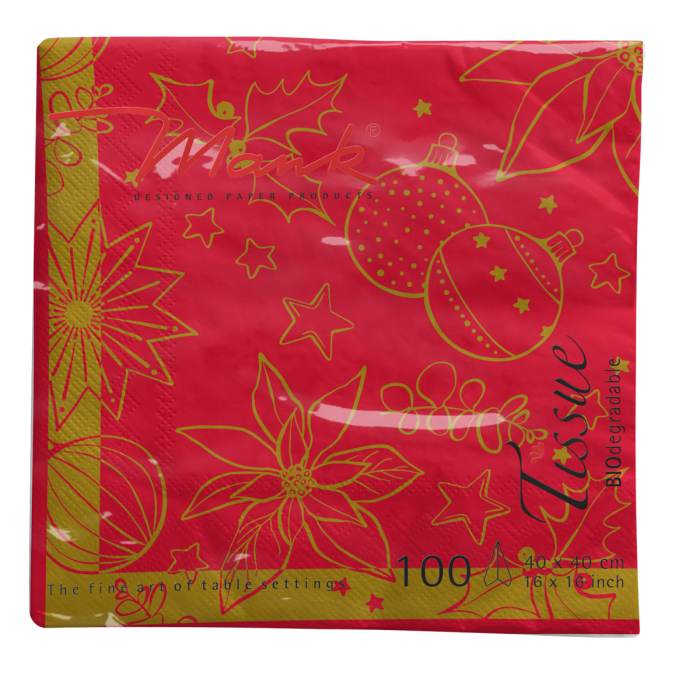 Karacsonyi 3 retegu tissue szalvetak - Milan rot / piros / 40 × 40 cm / 100 db [2]