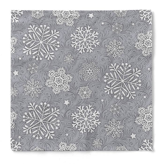 Karacsonyi 3 retegu tissue szalvetak - Steven silbergrau / ezustszurke / 33 × 33 cm / 100 db [2]