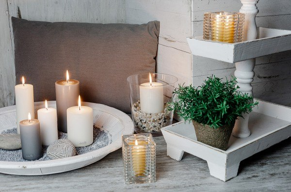 Hengeres gyertya műanyag tégelyben – aquakék / Ø 5 cm × h 6,5 cm / 1 db   [3]