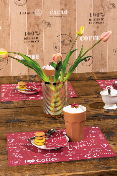 Asztali alátét, Linclass – Coffee Time (bordó) / 40 × 30 cm / 100 db   [2]