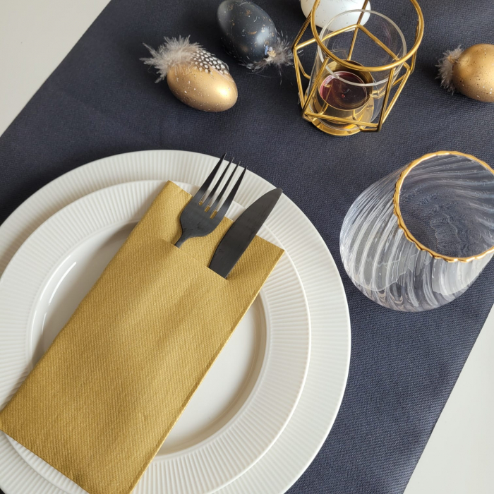Zsebes evőeszköz-tartó szalvéta Linclass – Arany (Arany) / 40 × 40 cm / 75 db [5]