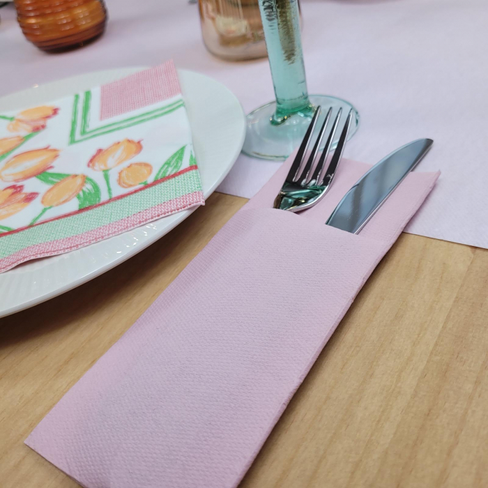 Zsebes evőeszköztartó szalvéta, Softpoint – Rózsaszín / 33 × 40 cm / 50 db [3]