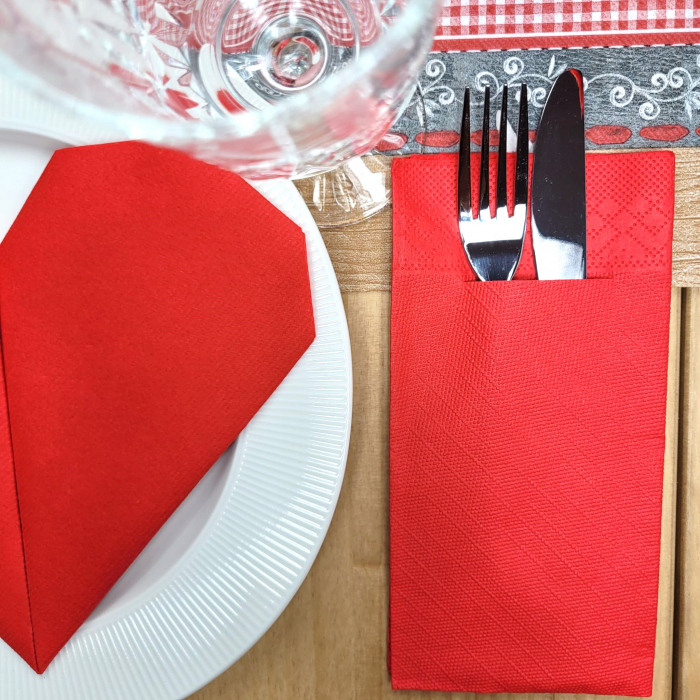 Zsebes evőeszköz-tartó szalvéta Tissue Deluxe – Rózsaszín / 40 × 40 cm / 100 db [3]