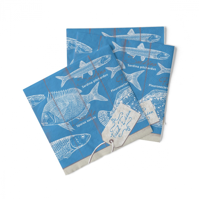 Háromrétegű asztali szalvéta Tissue – Fisch-Essen (halminta) / 40 × 40 cm / 100 db [2]