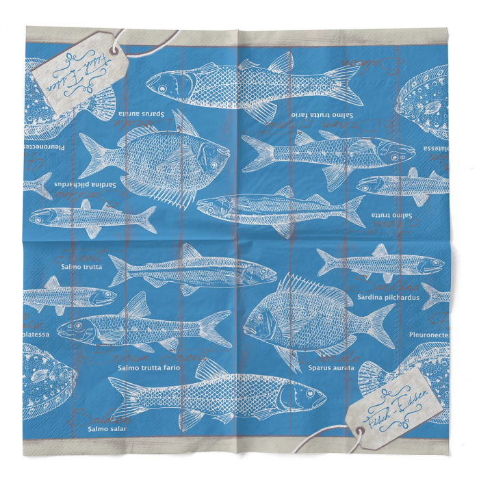 Háromrétegű asztali szalvéta Tissue – Fisch-Essen (halminta) / 40 × 40 cm / 100 db [3]