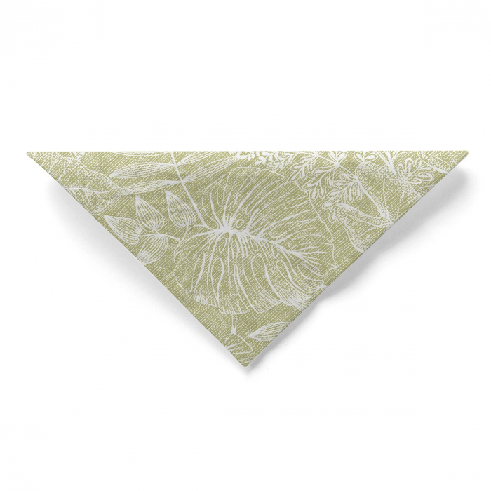 Asztali szalvéta, 3 rétegű, Tissue – Kona oliv zöld (növényi minta) / 40 × 40 cm / 100 db [4]