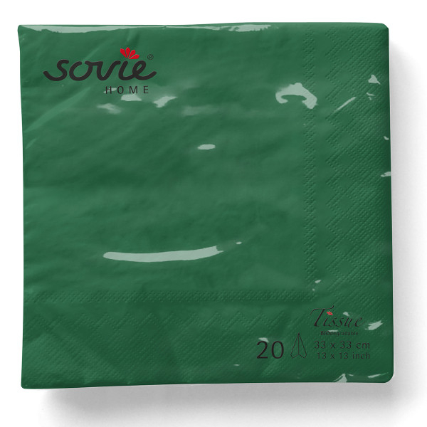 3 rétegű asztali szalvéta, Tissue – Sötétzöld / 33 × 33 cm / 20 db [2]