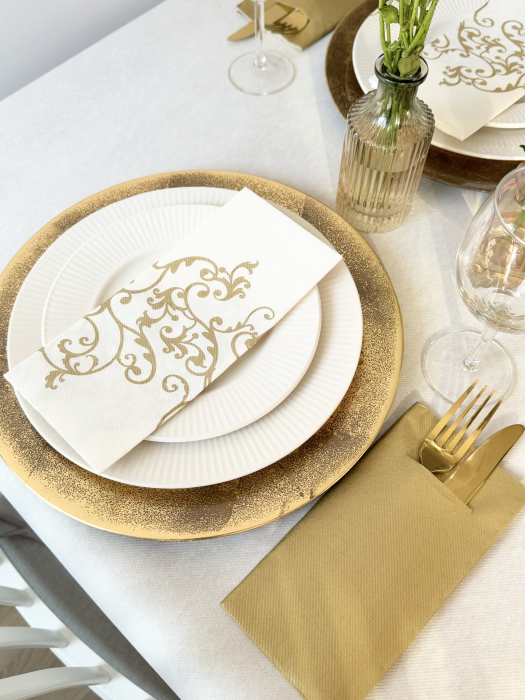 Airlaid ünnepi asztali szalvéta – Arany minta / 48 × 43 cm / 60 db [2]