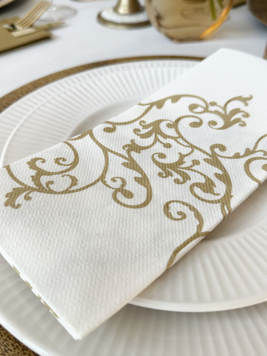 Airlaid ünnepi asztali szalvéta – Arany minta / 48 × 43 cm / 60 db [6]