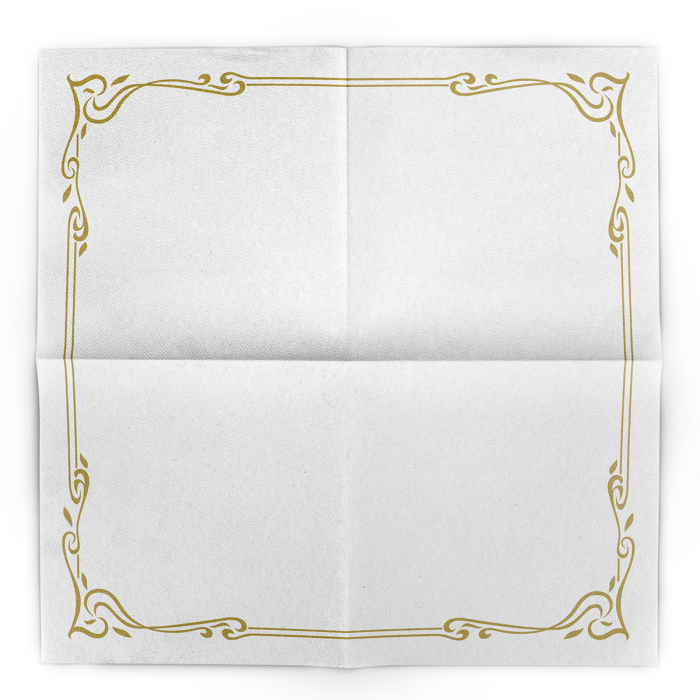 Ünnepi asztali szalvéták, Linclass – Colour Line (fehér, aranyszegéllyel) / 40 × 40 cm / 50 db [8]