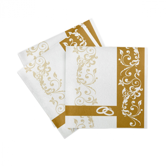 Ünnepi asztali szalvéta, Linclass Hochzeit – Esküvő (arany) / 40 × 40 cm / 50 db [2]