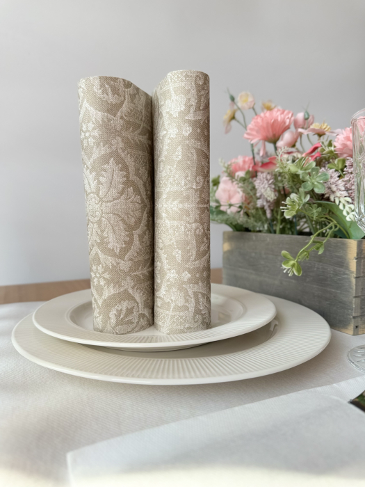 Ünnepi asztali szalvéta, Linclass – Jacquard (bézs) / 40 × 40 cm / 12 db [6]