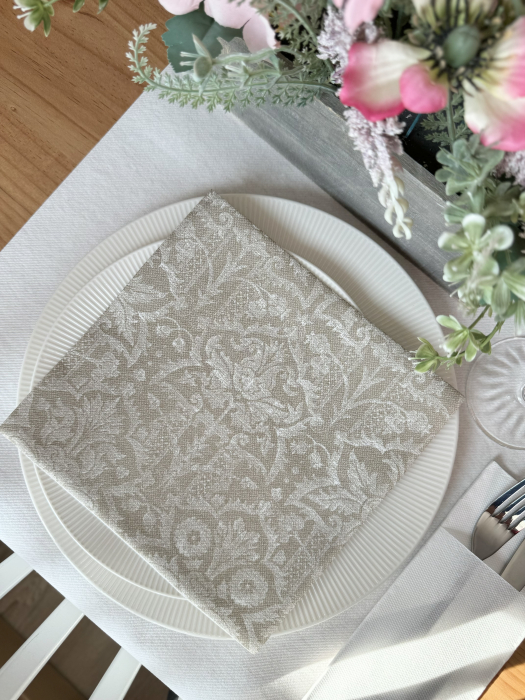 Ünnepi asztali szalvéta, Linclass – Jacquard (bézs) / 40 × 40 cm / 12 db [11]
