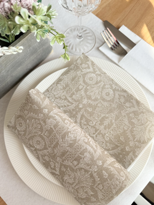 Ünnepi asztali szalvéta, Linclass – Jacquard (bézs) / 40 × 40 cm / 12 db [10]