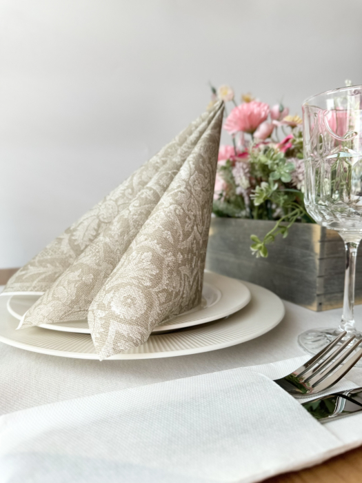 Ünnepi asztali szalvéta, Linclass – Jacquard (bézs) / 40 × 40 cm / 12 db [3]