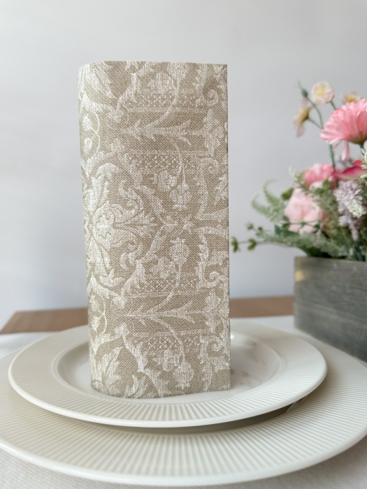 Ünnepi asztali szalvéta, Linclass – Jacquard (bézs) / 40 × 40 cm / 12 db [2]