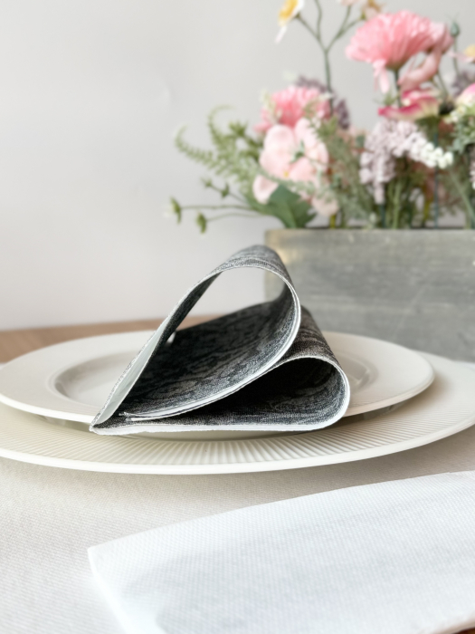 Ünnepi asztali szalvéta, Linclass – Jacquard (szürke) / 40 × 40 cm / 12 db [7]