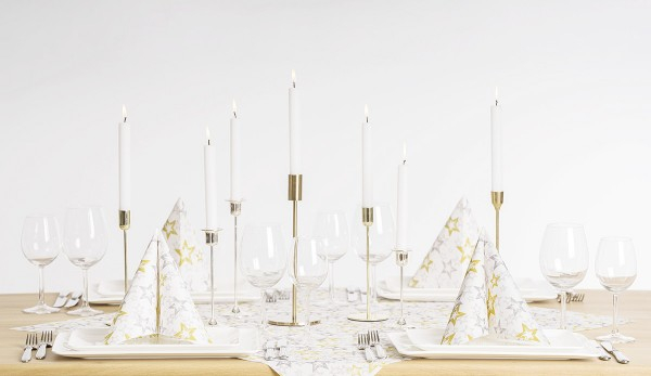 Szalvéták asztali ünnepi Linclass pentru Craciun/Revelion - Allison (stelute aurii si argintii) / 40 x 40 cm / 50 db [2]