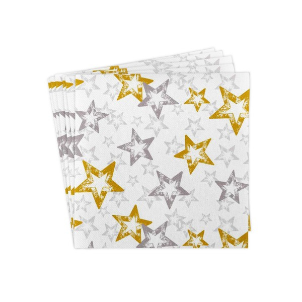 Szalvéták asztali ünnepi Linclass pentru Craciun/Revelion - Allison (stelute aurii si argintii) / 40 x 40 cm / 50 db [5]