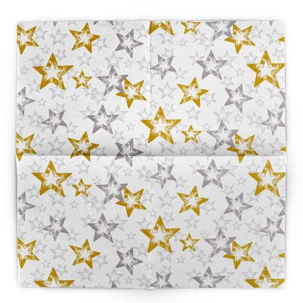Szalvéták asztali ünnepi Linclass pentru Craciun/Revelion - Allison (stelute aurii si argintii) / 40 x 40 cm / 50 db [6]