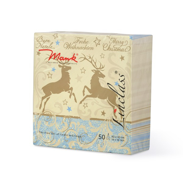 Ünnepi asztali szalvéták, Linclass – Liroy (rénszarvas – Boldog Karácsonyt) / 40 × 40 cm / 50 db [3]
