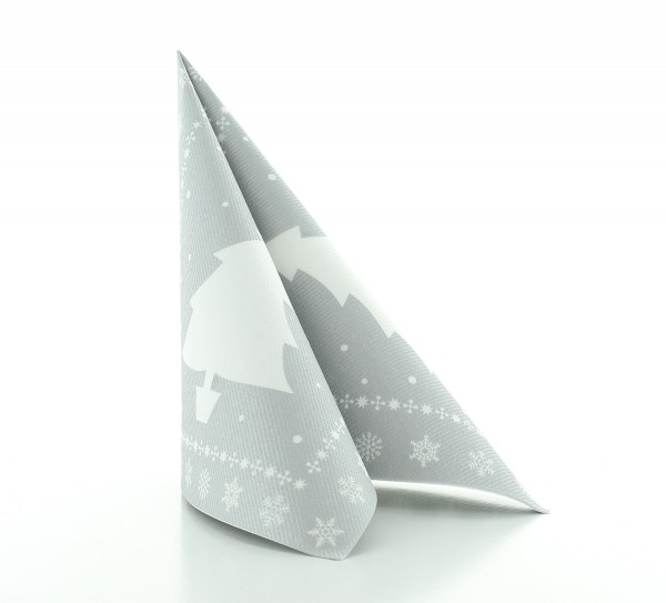 Szalvéták asztali ünnepi Linclass pentru Craciun/Revelion - Fehér Tree (argintiu) / 40 x 40 cm / 12 db [7]