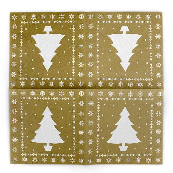 Szalvéták asztali ünnepi Linclass pentru Craciun/Revelion - Fehér Tree (Arany) / 40 x 40 cm / 12 db [9]