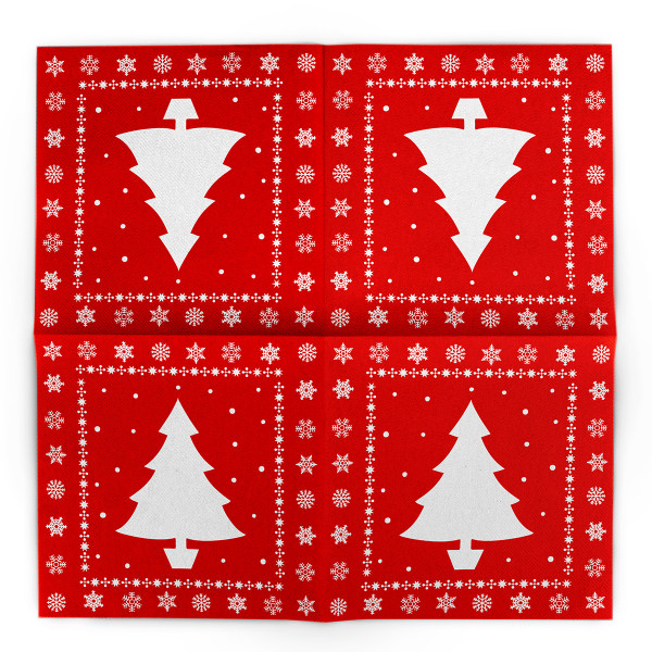 Szalvéták asztali ünnepi Linclass - Fehér Tree (piros) / 40 x 40 cm / 12 db [2]