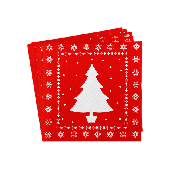 Szalvéták asztali ünnepi Linclass - Fehér Tree (piros) / 40 x 40 cm / 12 db [8]