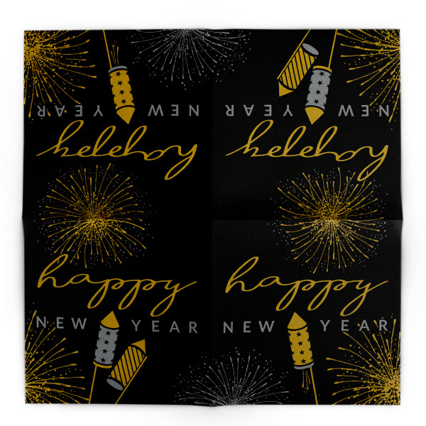 Szalvéták asztali ünnepi Linclass pentru Revelion/Anul Nou - Linclass Rocky (Fekete-Arany-argintiu) / 40 x 40 cm / 50 db [5]