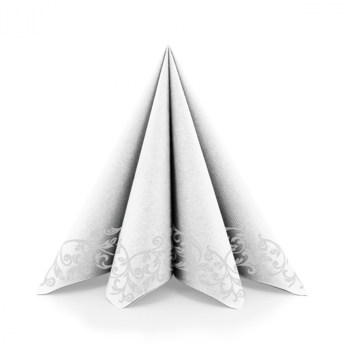 Ünnepi asztali szalvéták, Linclass – Rob (ezüst szegéllyel) / 40 × 40 cm / 50 db   [2]